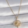 316L Çelik Gold Renk Zincir Zirkon Taşlı Pusula Model Kadın Kolye