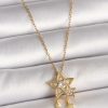 316L Çelik Gold Renk Zincir Zirkon Taşlı Yıldız Model Sallanı Ay Yıldız Detay Kadın Kolye