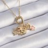 316L Çelik Gold Renk Zirkon Taş Detay Çocuk Figür Charm Model Kadın Kolye