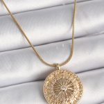 316L Çelik Gold Renk Zirkon Taşlı 12 Burç Madalyon Model Kadın Kolye
