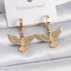 316L Çelik Gold Renk Zirkon Taşlı Anka Kuşu Model Kadın Küpe