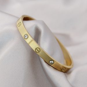 316L Çelik Gold Renk Zirkon Taşlı Bileklik