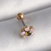 316L Çelik Gold Renk Zirkon Taşlı Çiçek Tragus Piercing