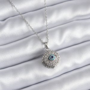 316L Çelik Gold Renk Zirkon Taşlı Göz Model Kadın Kolye