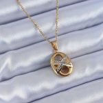 316L Çelik Gold Renk Zirkon Taşlı Kadın Kolye