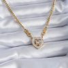 316L Çelik Gold Renk Zirkon Taşlı Kalp Model Sonsuzluk Detay Kadın Kolye
