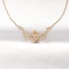 316L Çelik Gold Renk Zirkon Taşlı Kalpli Kanat Kolye