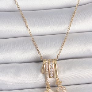 316L Çelik Gold Renk Zirkon Taşlı Sallantı Fotoğraf Makinası Figür Charm Kadın Kolye