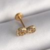 316L Çelik Gold Renk Zirkon Taşlı Sonsuzluk Model Tragus Piercing