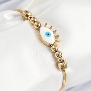 316L Çelik Göz Charm Model Gold Renk Kadın Bileklik