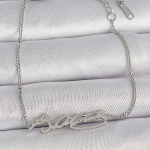 316L Çelik Gümüş Renk Atatürk İmza Model Kadın Bileklik