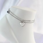 316L Çelik Gümüş Renk Beyaz Kalpli 2li Halhal