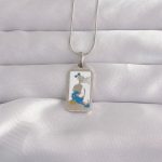 316L Çelik Gümüş Renk Beyaz Mineli Kız Figür Tarot Kolye