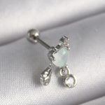 316L Çelik Gümüş Renk Beyaz Minelik Kalp Sallantı Zirkon Taş Detay Tragus Piercing