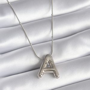 316L Çelik Gümüş Renk Bubble "A" Harf Model Kadın Kolye
