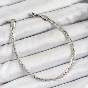 316L Çelik Gümüş Renk Ezme Zincir Erkek Bileklik