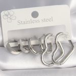 316L Çelik Gümüş Renk Halka Kalp Model Kadın Küpe Seti