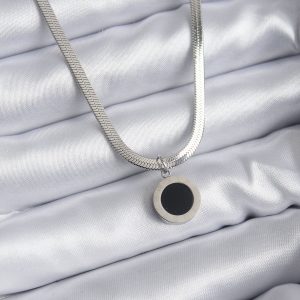 316L Çelik Gümüş Renk İtalyan Zincir Model İşleme Detay Kadın Kolye