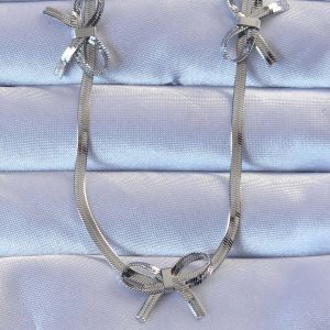 316L Çelik Gümüş Renk İtalyan Zincirli Fiyonk Kolye