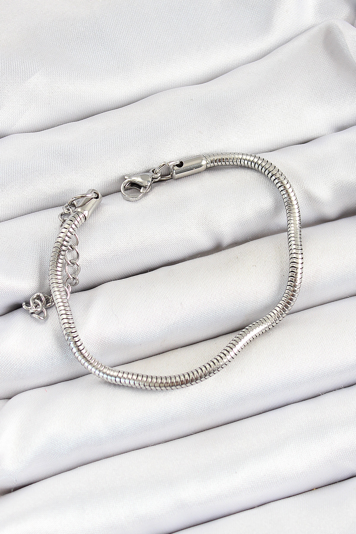 316L Çelik Gümüş Renk Kalın Yılan Zincir Erkek Bileklik