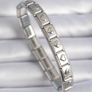 316L Çelik Gümüş Renk Kalp İşleme Nomination Charm Bileklik