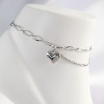 316L Çelik Gümüş Renk Kalp Tasarımlı Halhal