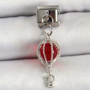 316L Çelik Gümüş Renk Kırmızı Uçan Balon Model Nomination Charm