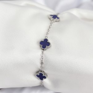 316L Çelik Gümüş Renk Lacivert Baby Boy Yonca Kadın Bileklik