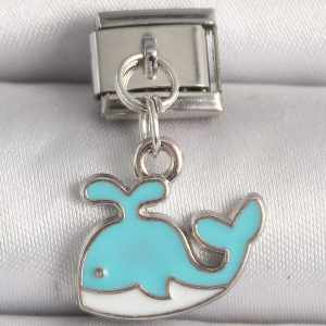 316L Çelik Gümüş Renk Mavi Balina Model Nomination Charm