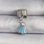 316L Çelik Gümüş Renk Mavi Renk Sallantı Elbise Model Nomination Charm