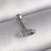 316L Çelik Gümüş Renk Mavi Zirkon Taşlı Tragus Piercing