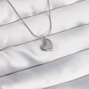 316L Çelik Gümüş Renk Minimal Kalp Tasarımlı Kolye