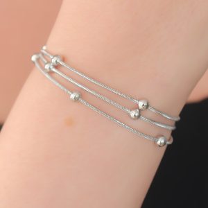 316L Çelik Gümüş Renk Minimal Top Figür Kadın Bileklik