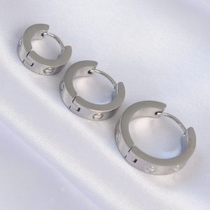 316L Çelik Gümüş Renk Model 3lü Halka Küpe