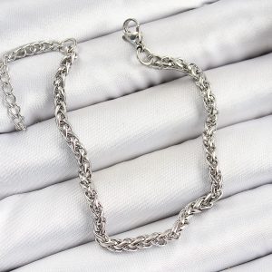 316L Çelik Gümüş Renk Örgü Zincir Erkek Bileklik