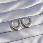 316L Çelik Gümüş Renk Oval Ayna Model Küpe