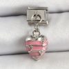 316L Çelik Gümüş Renk Pembe Kalp Model Nomination Charm
