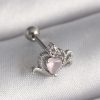316L Çelik Gümüş Renk Pembe Mineli Kalp Zirkon Taş Detay Tragus Piercing