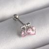 316L Çelik Gümüş Renk Pembe Zirkon Taşlı Kalp Tragus Piercing