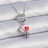316L Çelik Gümüş Renk Renkli Kalp Figür Charm Model Kadın Kolye