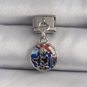 316L Çelik Gümüş Renk Sallantı Dünya Model Nomination Charm