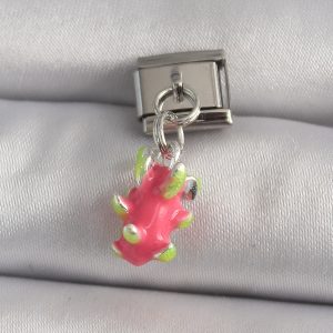 316L Çelik Gümüş Renk Sallantı Ejder Meyvesi Model Nomination Charm