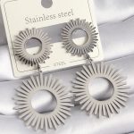 316L Çelik Gümüş Renk Sallantı Güneş Model Kadın Küpe