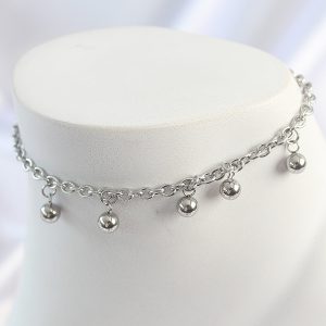 316L Çelik Gümüş Renk Sallantı Topçuk Zincir Model Kadın Halhal