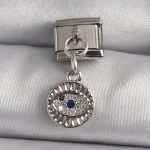 316L Çelik Gümüş Renk Sallantı Zirkon Taşlı Göz Model Nomination Charm