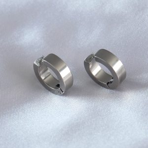 316L Çelik Gümüş Renk Sıkıştırmalı Erkek Küpe