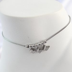 316L Çelik Gümüş Renk Simli Kelebek Model Kadın Halhal