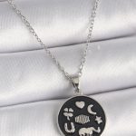 316L Çelik Gümüş Renk Siyah Renk Şans Kolyesi