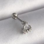 316L Çelik Gümüş Renk Üçgen Zirkon Taşlı Tragus Piercing