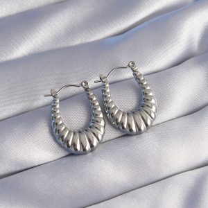 316L Çelik Gümüş Renk Uzun Baklava Görünümlü Küpe